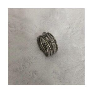 Size 6 David Yurman 925 Sterling Silver Crossover Ring w/ Diamonds